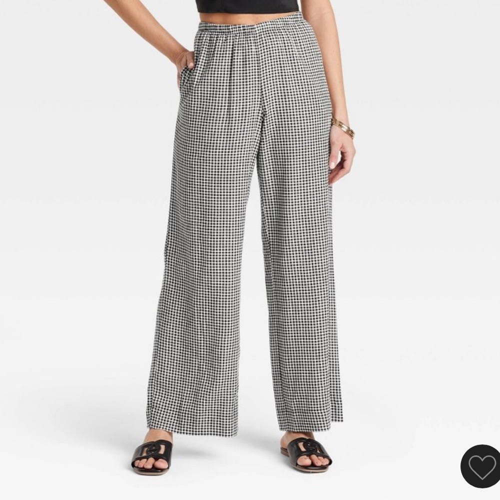 a new day Black and White Wide Leg Linen Pants